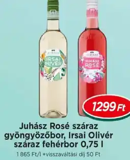 Real Juhász Rosé száraz gyöngyözőbor, Irsai Olivér száraz fehérbor ajánlat