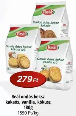 Real Reál omlós keksz kakaós, vanília, kókusz ajánlat