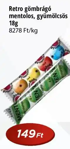 Real Retro gömbrágó mentolos, gyümölcsös ajánlat