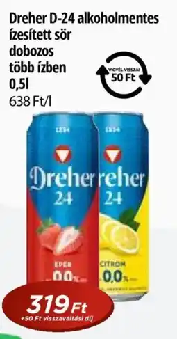 Real Dreher D-24 alkoholmentes ízesített sör dobozos több ízben ajánlat
