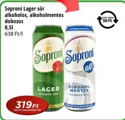 Real Soproni Lager sör alkoholos, alkoholmentes dobozos ajánlat