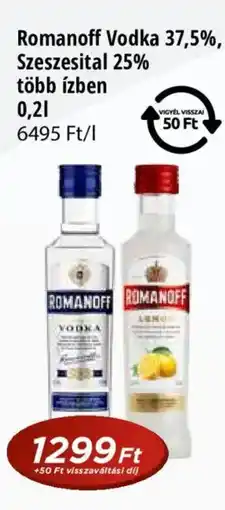 Real Romanoff Vodka 37,5%, Szeszesital 25% több ízben ajánlat