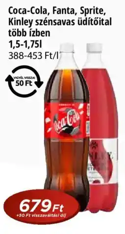 Real Coca-Cola, Fanta, Sprite, Kinley szénsavas üdítőital több ízben ajánlat