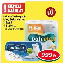Real Paloma Toalettpapír Max, Exclusive Plus 3rétegű ajánlat