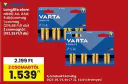 Interspar Varta Longlife elem ajánlat