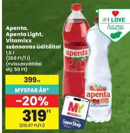 Spar Apenta, Apenta Light, Vitamixx szénsavas üdítőital ajánlat