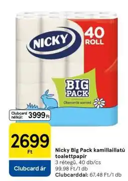 Tesco Nicky Big Pack kamillaillatú toalettpapír ajánlat