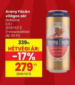 Spar Arany Fácán világos sör ajánlat