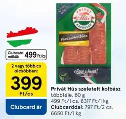 Tesco Privát Hús szeletelt kolbász ajánlat