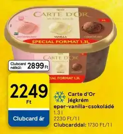 Tesco Carte d'Or jégkrém eper-vanília-csokoládé ajánlat