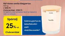 Tesco F&F Home vanília illatgyertya ajánlat