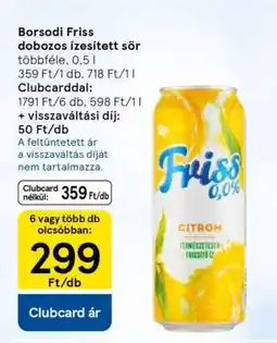 Tesco Borsodi Friss dobozos ízesített sör ajánlat