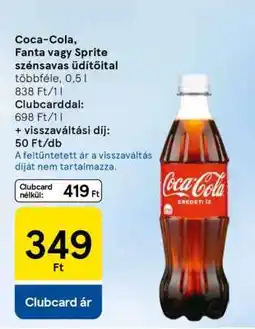 Tesco Coca-Cola, Fanta vagy Sprite szénsavas üdítőital ajánlat