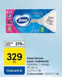 Tesco Zewa Deluxe papír zsebkendő ajánlat