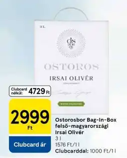 Tesco Ostorosbor Bag-In-Box Felső Magyarországi Irsai Olivér ajánlat