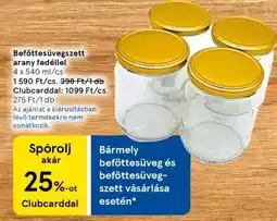 Tesco Befőttesüveg szett arany fedéllel ajánlat