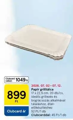 Tesco Papír grilltálca ajánlat