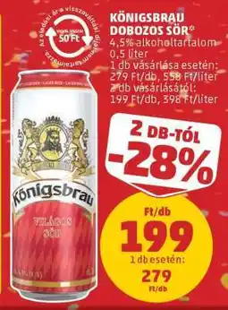 PENNY Königsbrau Dobozos Sör ajánlat