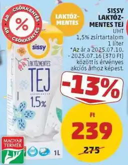 PENNY Sissy Laktózmentes Tej ajánlat