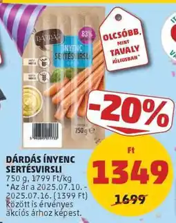 PENNY DÁRDÁS ÍNYENC SERTÉSVIRSLI ajánlat