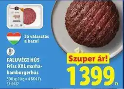 Lidl FALUVÉGI HÚS Friss XXL marha-hamburgerhús ajánlat