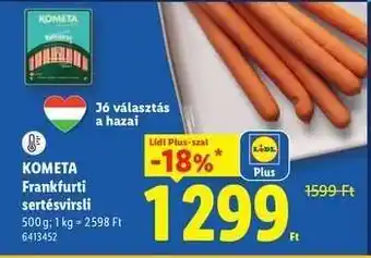 Lidl KOMÉTA Frankfurti sertésvirsli ajánlat