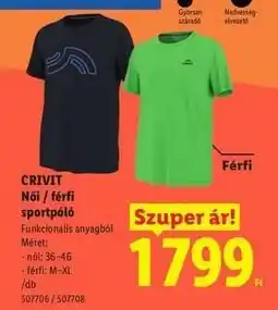 Lidl Crivit Női / férfi sportpóló ajánlat