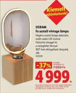 Lidl OSRAM Fa asztali Vintage lámpa ajánlat