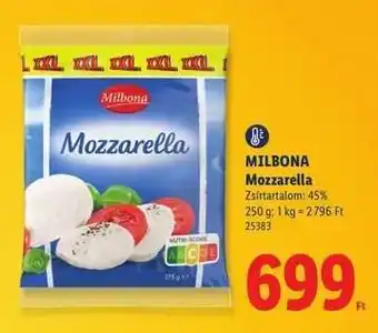 Lidl MILBONA Mozzarella ajánlat
