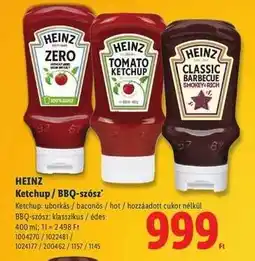 Lidl HEINZ Ketchup / BBQ-szósz ajánlat