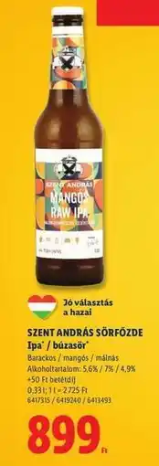 Lidl SZENT ANDRÁS SÖRFŐZDE Ipa' / búzasör ajánlat