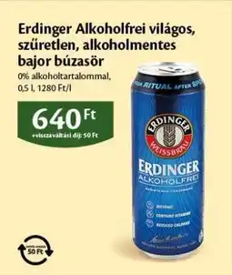 EcoFamily Erdinger Alkoholfrei világos, szűretlen, alkoholmentes bajor búzasör ajánlat