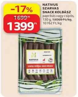 Auchan NATIVUS SZARVAS SNACK KOLBÁSZ ajánlat