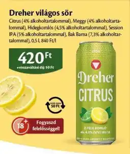 EcoFamily DREHER Világos sör ajánlat