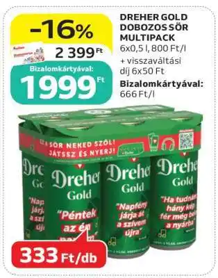 Auchan Dreher Gold dobozos sör multipack ajánlat