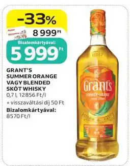 Auchan GRANT’S SUMMER ORANGE VAGY BLENDED SKÓT WHISKY ajánlat