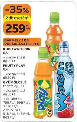 Auchan Kubu Waterrr, Fruity Play, Gyümölcslé ajánlat