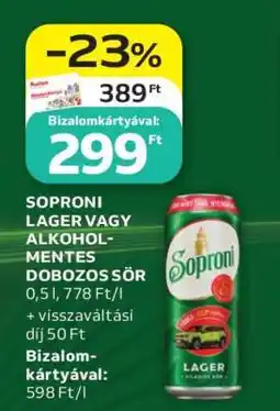 Auchan Soproni Lager vagy alkoholmentes dobozos sör ajánlat