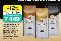 Auchan Douwe Egberts Omnia Classic, Gold Crema vagy Espresso Szemes Kávé ajánlat