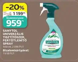 Auchan SANYTOL UNIVERZÁLIS TISZTÍTÓSZER, FERTŐTLENÍTŐ SPRAY ajánlat