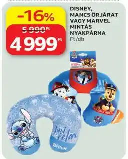 Auchan DISNEY, MANCS ŐRJÁRAT VAGY MARVEL MINTÁS NYAKPÁRNA ajánlat