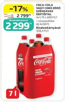 Auchan Coca-Cola vagy Coke Zero szénsavas üdítőital ajánlat