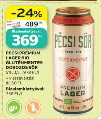 Pécsi Prémium Lager Bio Gluténmentes Dobozos Sör