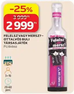 Auchan FELESZ VAGY MERSZ? – OTTALVÓS BULI TÁRSASJÁTÉK ajánlat