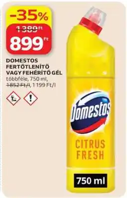 Auchan DOMESTOS FERTŐTLENÍTŐ VAGY FEHÉRÍTŐ GÉL ajánlat