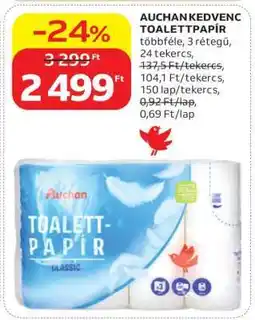 Auchan AUCHAN KEDVENC TOALETTPAPÍR ajánlat