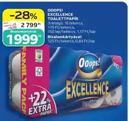 Auchan Ooops! Excellence Toalettpapír ajánlat
