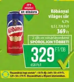 Coop KŐBÁNYAI Világos sör ajánlat