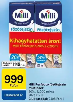 Tesco Milli Perfecto főzőtejszín multipack ajánlat
