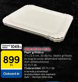 Tesco Papír grilltálca ajánlat